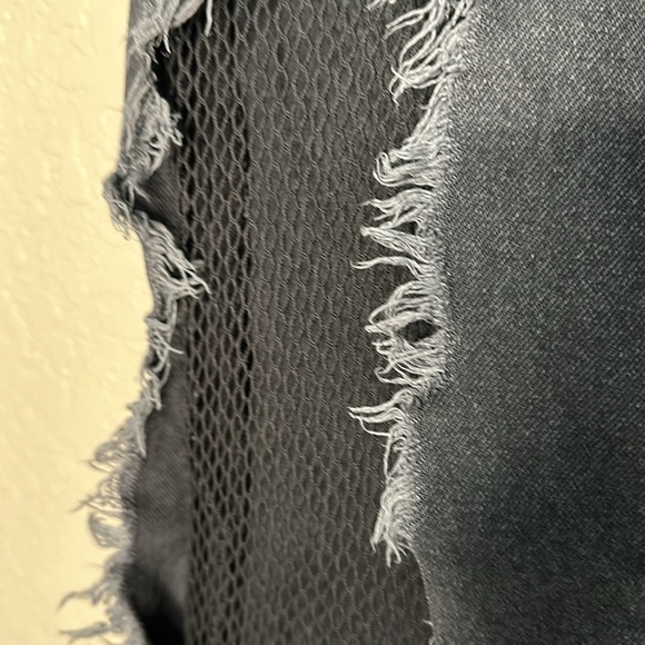 Zara High Rise Black Distressed Fishnet frayed hem Jeans Goth Grunge - Picture 10 of 14